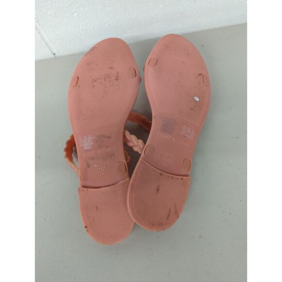 Stuart WEITZMAN sz 10 salmon sandal flip flop slide solid pink braided sawyer - Picture 5 of 9